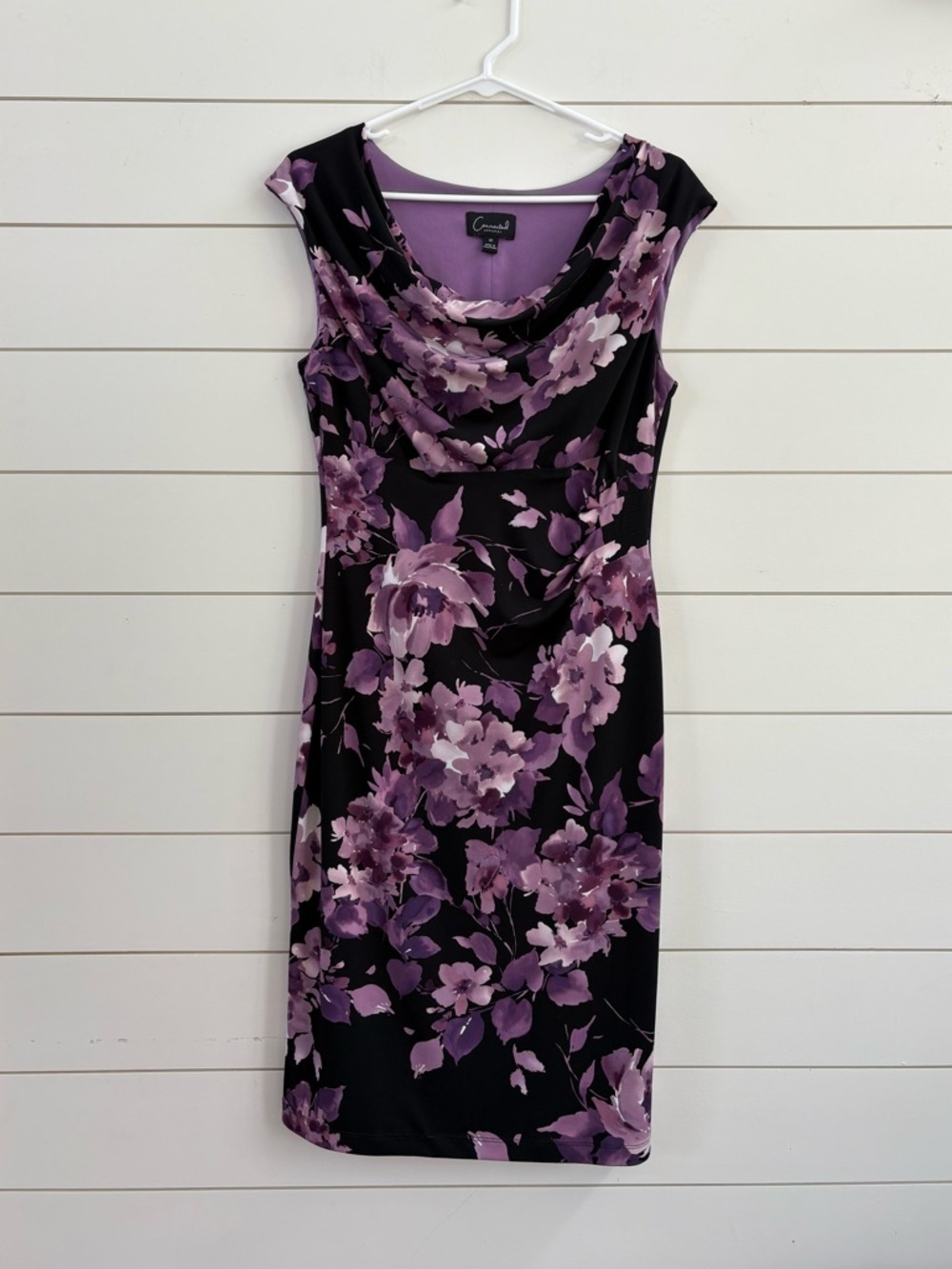 connected apparel Floral Cowl Neck Midi Dress